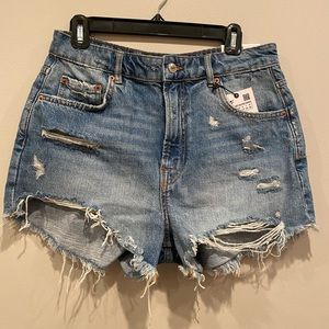 NWT Zara High Waist Denim Shorts in Alma Blue, size 8
